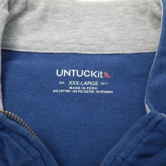 UNTUCKit Sweater Mens 3XL Blue Santangelo 1/4 Zip Pullover
